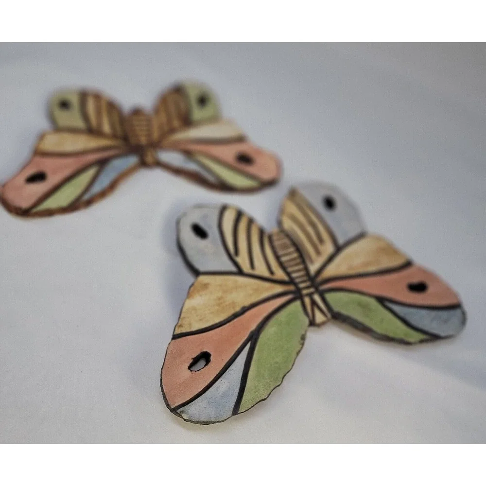 Wall Hanging Ceramic Butterfly Hand Painted Butterflies Watercolors